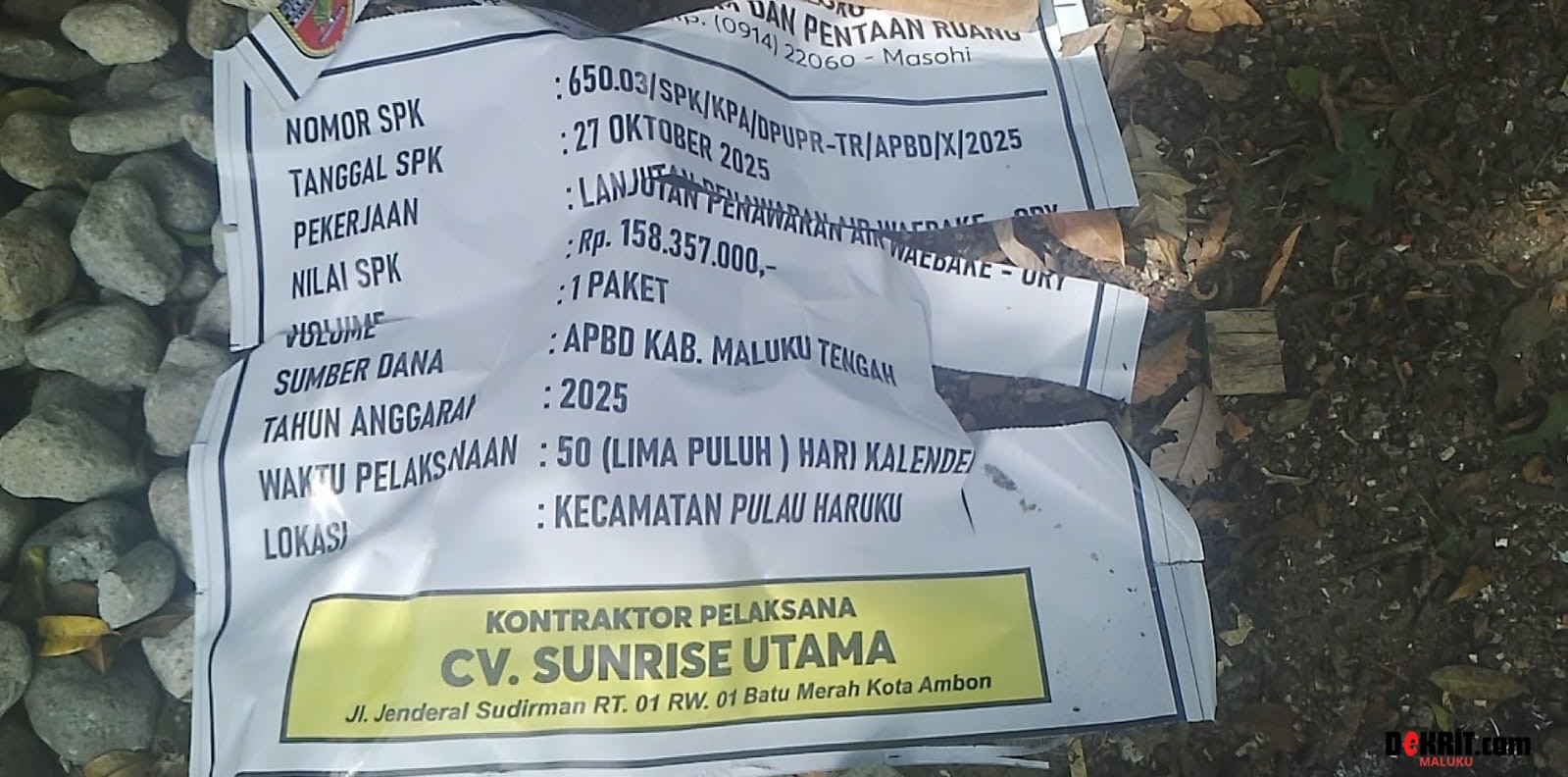 Pekerjaan Wae Bake Tuntas, Upah Tukang  Belum dibayar